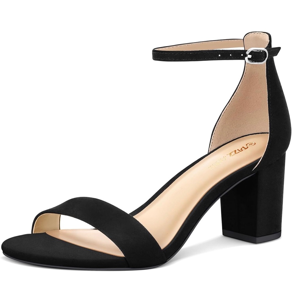 Black Suede Ankle Strap Heels